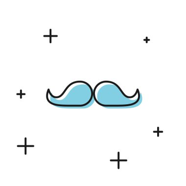 Siyah Bıyık simgesi beyaz arka plan üzerinde izole. Berber dükkanı sembolü. Yüz saç stili. Vektör İllüstrasyonu