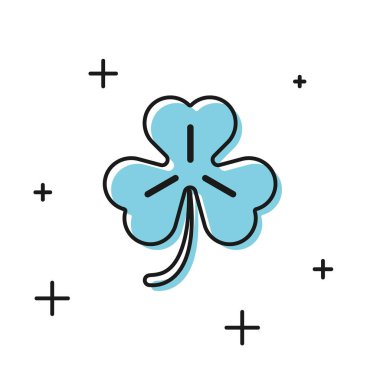 Siyah Dört yapraklı yonca simgesi beyaz arka plan üzerinde izole. Aziz Patrick günün kutlu olsun. Vektör İllüstrasyonu