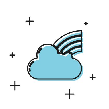 Beyaz arka planda izole edilmiş bulut simgesine sahip Siyah Gökkuşağı. Vektör İllüstrasyonu