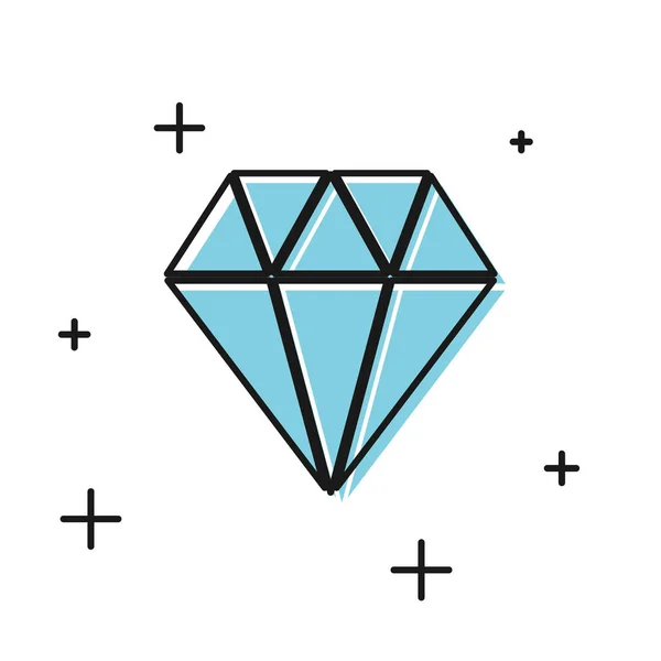 Icône Diamant Noir Isolée Sur Fond Blanc Symbole Bijoux Pierre — Image vectorielle