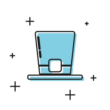 Siyah leprikon şapka simgesi beyaz arkaplanda izole edildi. Aziz Patrick gününüz kutlu olsun. Vektör İllüstrasyonu