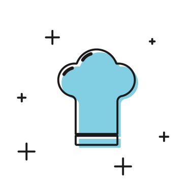 Siyah Chef şapka simgesi beyaz arka plan üzerinde izole. Pişirme sembolü. Aşçı şapkası. Vektör İllüstrasyonu