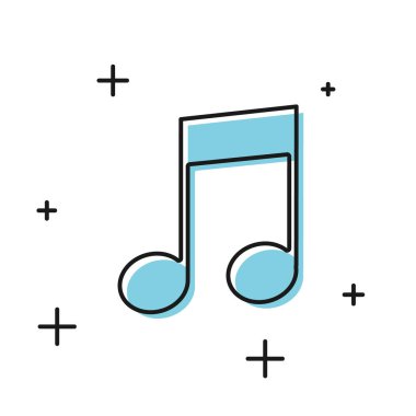 Siyah Müzik notu, beyaz arka planda yalıtılmış ton simgesi. Vektör İllüstrasyonu