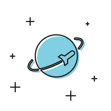 Siyah Gezegen simgesi beyaz arkaplanda izole edildi. Vektör İllüstrasyonu