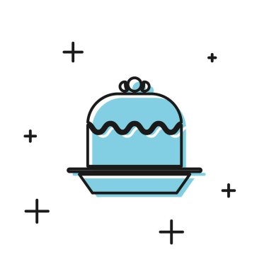 Siyah Pasta simgesi beyaz arka plan üzerinde izole. Doğum günün kutlu olsun. Vektör İllüstrasyonu