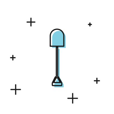 Siyah Kürek simgesi beyaz arka plan üzerinde izole. Bahçıvanlık aleti. Bahçecilik, tarım, tarım için bir araç. Vektör İllüstrasyonu