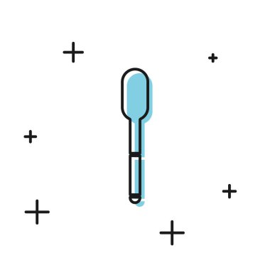 Beyaz arkaplanda siyah kaşık simgesi izole edildi. Mutfak aletleri. Çatal bıçak seti. Vektör İllüstrasyonu