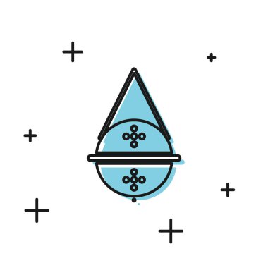 Beyaz arka planda siyah top çay süzgeci ikonu izole edildi. Vektör İllüstrasyonu