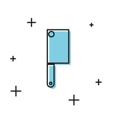 Siyah Et Helikopteri simgesi beyaz arkaplanda izole edildi. Et için mutfak bıçağı. Kasap bıçağı. Vektör İllüstrasyonu