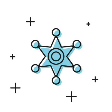 Siyah Hexagram Şerif ikonu beyaz arka planda izole edildi. Polis rozeti ikonu. Vektör İllüstrasyonu