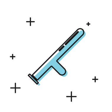 Siyah Polis kauçuk çubuk simgesi beyaz arkaplanda izole edildi. Kauçuk copu. Polis yarasası. Polis ekipmanları. Vektör İllüstrasyonu