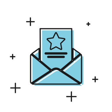 Siyah, tutuklama emri simgesi beyaz arka planda izole edilmiş. Belgeli polis rozeti. Arama emri, polis raporu, mahkeme celbi. Adalet kavramı. Vektör İllüstrasyonu