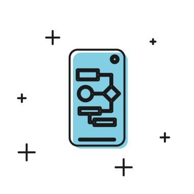 Beyaz arka planda yalıtılmış Siyah Algoritma simgesi. Yapay Zeka koleksiyonundan algoritma sembolü tasarımı. Vektör İllüstrasyonu