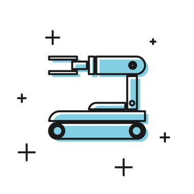 Siyah Robot simgesi beyaz arkaplanda izole edildi. Vektör İllüstrasyonu