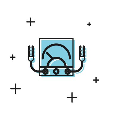 Siyah Ampere ölçer, multimetre, voltmetre ikonu beyaz arkaplanda izole edilmiş. Elektrik akımını ölçmek için araçlar. Vektör İllüstrasyonu