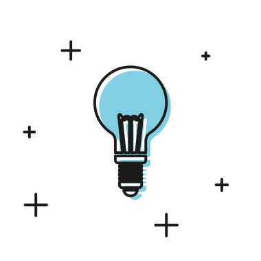 Beyaz arka planda izole fikir simgesi kavramı ile Siyah Ampul. Enerji ve fikir sembolü. İlham kavramı. Vektör İllüstrasyonu