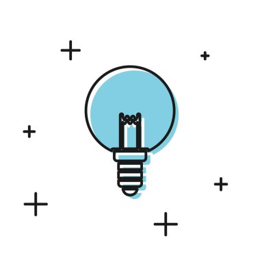 Beyaz arka planda izole fikir simgesi kavramı ile Siyah Ampul. Enerji ve fikir sembolü. İlham kavramı. Vektör İllüstrasyonu