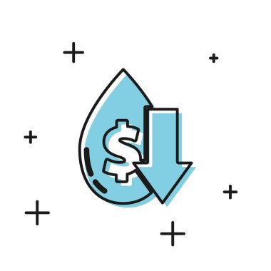 Beyaz arka planda, ham petrol fiyatlarındaki kara damla izole edilmiş. Petrol endüstrisi krizi konsepti. Vektör İllüstrasyonu