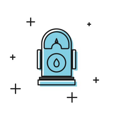 Siyah petrol ya da benzin istasyonu ikonu beyaz arka planda izole edildi. Araba yakıtı sembolü. Benzin pompası. Vektör İllüstrasyonu