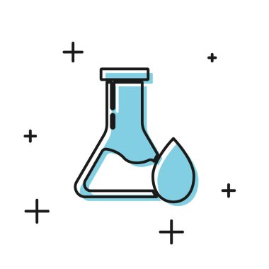 Beyaz arka planda siyah petrol test tüpü ikonu izole edildi. Vektör İllüstrasyonu