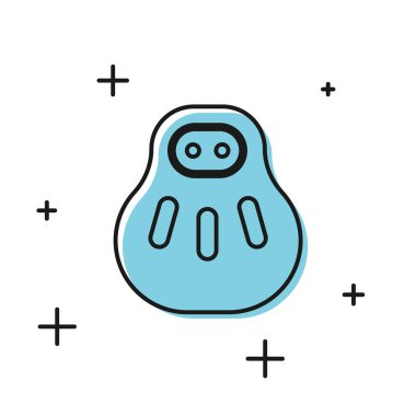 Siyah Maneki neko kedi simgesi beyaz arkaplanda izole edildi. Japon şans tılsımı. Vektör İllüstrasyonu