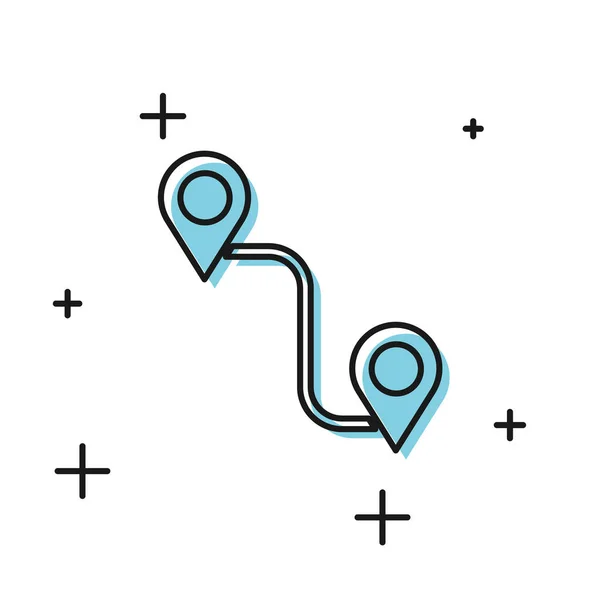 Schwarzes Routenortungssymbol isoliert auf weißem Hintergrund. Kartenzeiger. Konzept des Weges oder der Straße. gps navigator. Vektorillustration — Stockvektor
