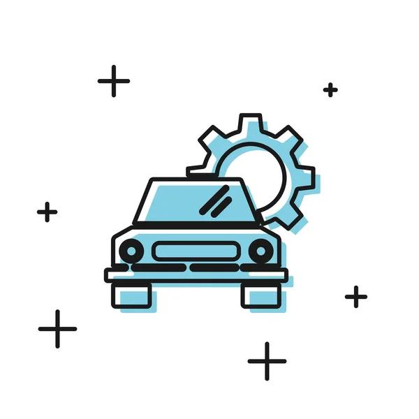 Schwarzes Auto-Service-Symbol isoliert auf weißem Hintergrund. Automechaniker-Service. Reparaturservice Automechaniker. Wartungsschild. Vektorillustration — Stockvektor