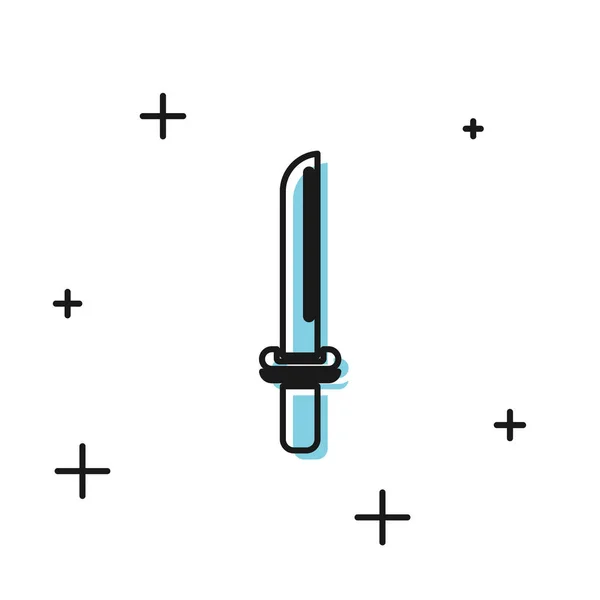 Icona katana giapponese tradizionale nera isolata su sfondo bianco. Spada giapponese. Illustrazione vettoriale — Vettoriale Stock