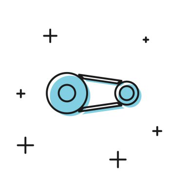 Beyaz arkaplanda siyah zaman kemer kiti simgesi izole edildi. Vektör İllüstrasyonu