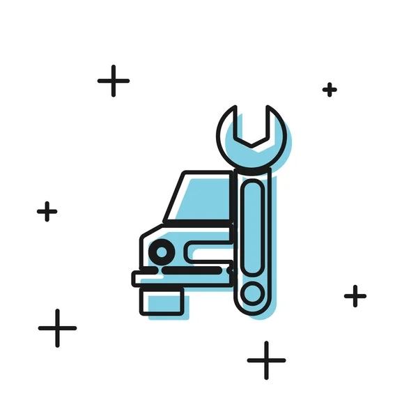 Schwarzes Auto-Service-Symbol isoliert auf weißem Hintergrund. Automechaniker-Service. Reparaturservice Automechaniker. Wartungsschild. Vektorillustration — Stockvektor