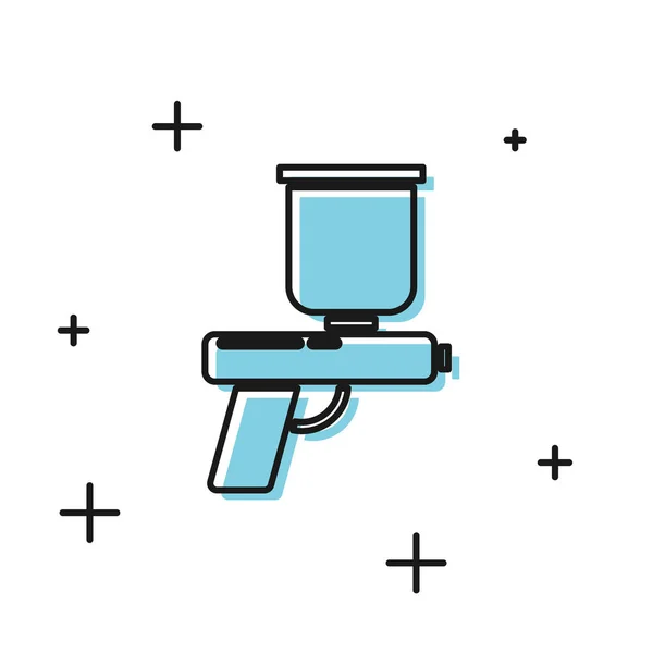 Symbol der schwarzen Farbspritzpistole isoliert auf weißem Hintergrund. Vektorillustration — Stockvektor