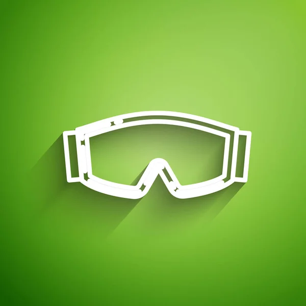 Vit Linje Skidglasögon Ikon Isolerad Grön Bakgrund Extrem Sport Sportutrustning — Stock vektor