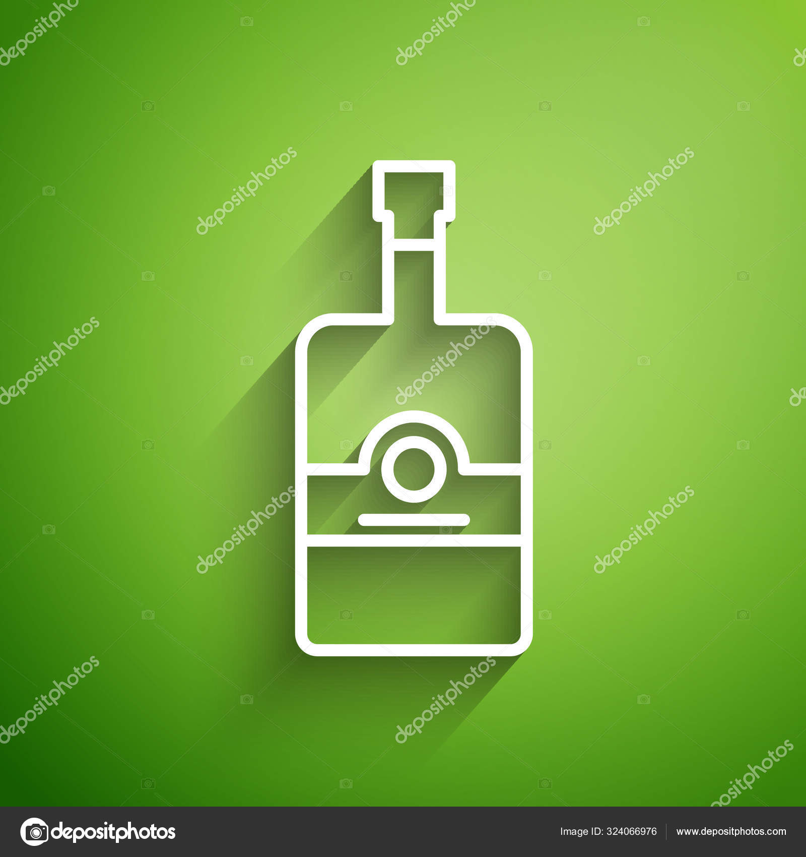 白线威士忌瓶子图标隔离在绿色背景病媒图解 图库矢量图像 C Vectoroksana