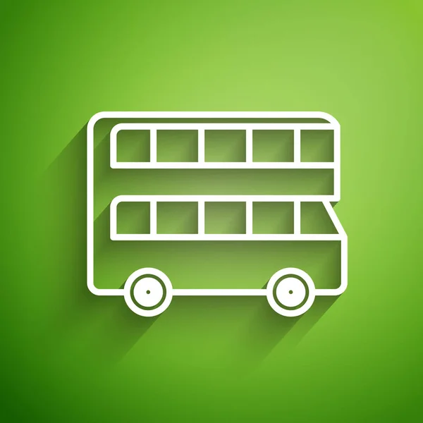 Weiße Linie Doppeldeckerbus Symbol Isoliert Auf Grünem Hintergrund Londons Klassischer — Stockvektor