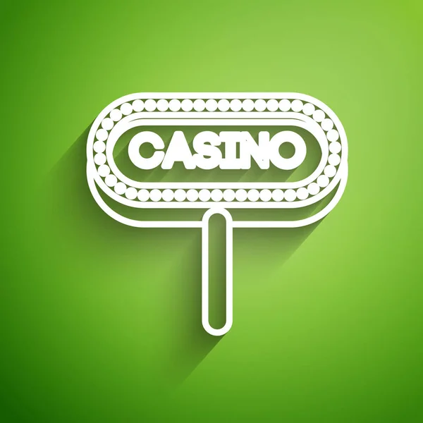 Ícone Tabuleta Casino Linha Branca Isolado Fundo Verde Ilustração Vetorial — Vetor de Stock