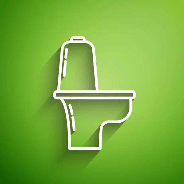 Linha Branca Ícone Vaso Sanitário Isolado Fundo Verde Ilustração Vetorial —  Vetores de Stock