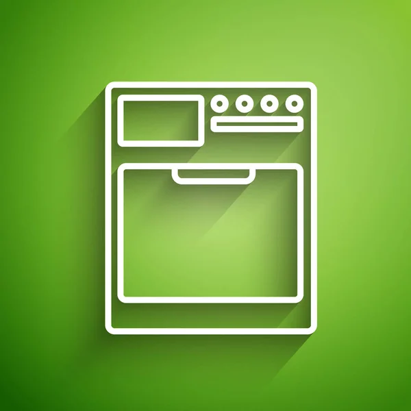 Witte Lijn Wasmachine Pictogram Geïsoleerd Groene Achtergrond Wasmachine Icoon Wasmachine — Stockvector