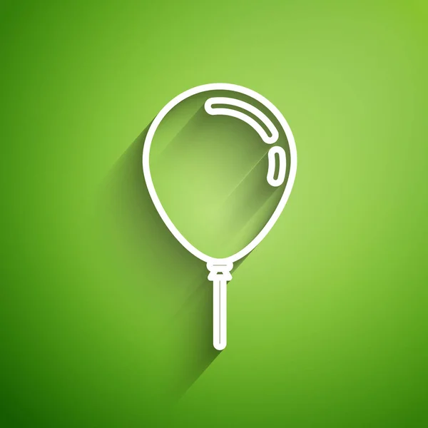 Bílá Čára Balón Ikonou Stuhy Izolované Zeleném Pozadí Vektorová Ilustrace — Stockový vektor