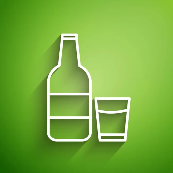 Біла Лінія Закрита Скляна Пляшка Молоком Скляною Іконою Ізольована Зеленому — стоковий вектор