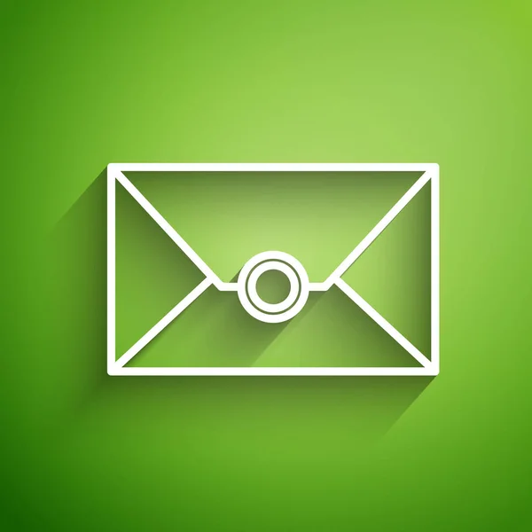 Linha Branca Ícone Envelope Isolado Fundo Verde Símbolo Letra Mensagem — Vetor de Stock