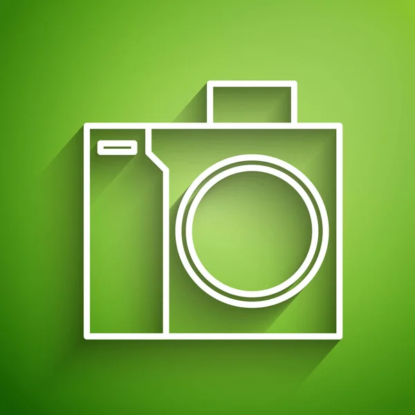 White Line Fotokamera Für Taucher Icon Isoliert Auf Grünem Hintergrund — Stockvektor