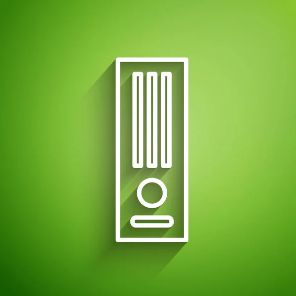 緑色の背景に隔離されたホワイトラインビデオゲームコンソールアイコン ベクターイラスト — ストックベクタ