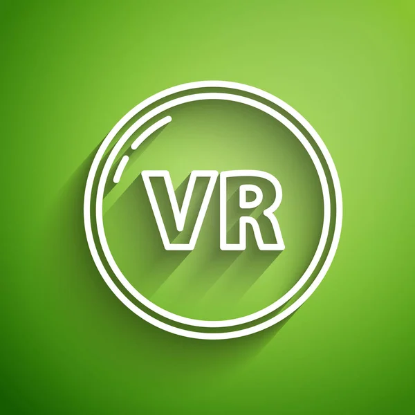 Witte Lijn Virtual Reality Icoon Geïsoleerd Groene Achtergrond Vector Illustratie — Stockvector