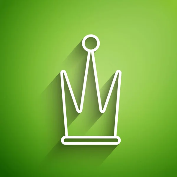 Vit Linje Crown Ikon Isolerad Grön Bakgrund Vektor Illustration — Stock vektor