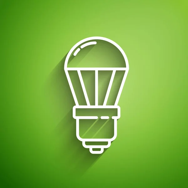 Ligne Blanche Ampoule Led Icône Isolée Sur Fond Vert Ampoule — Image vectorielle