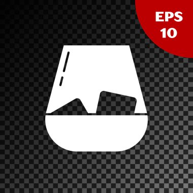 Beyaz Cam viski ve buz küpleri simgesi şeffaf koyu arka plan üzerinde izole. Vektör İllüstrasyonu