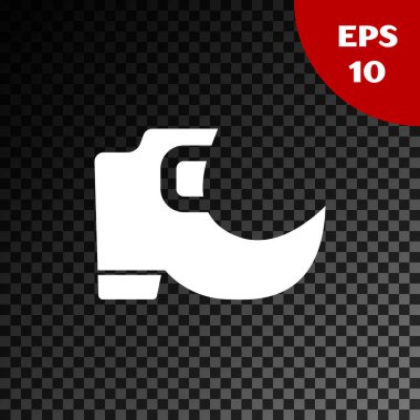 Beyaz Aziz Patrick Günü İrlanda geleneği leprikon çizme ikonu şeffaf karanlık arka planda izole edildi. Vektör İllüstrasyonu