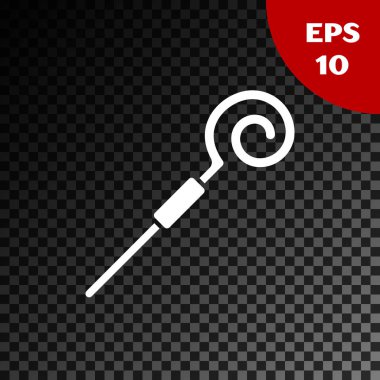 Beyaz Yürüyen Çubuk simgesi, şeffaf koyu arkaplanda izole edilmiş. Aziz Patrick gününüz kutlu olsun. Vektör İllüstrasyonu