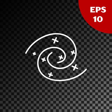 Beyaz kara delik simgesi, şeffaf karanlık arkaplanda izole edildi. Uzay deliği. Collapsar. Vektör İllüstrasyonu