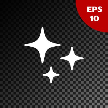 Beyaz Kayan Yıldız simgesi, şeffaf karanlık arka planda izole edildi. Yıldız izi ile kayan yıldız. Göktaşı, göktaşı, kuyruklu yıldız, asteroid, yıldız ikonu. Vektör İllüstrasyonu